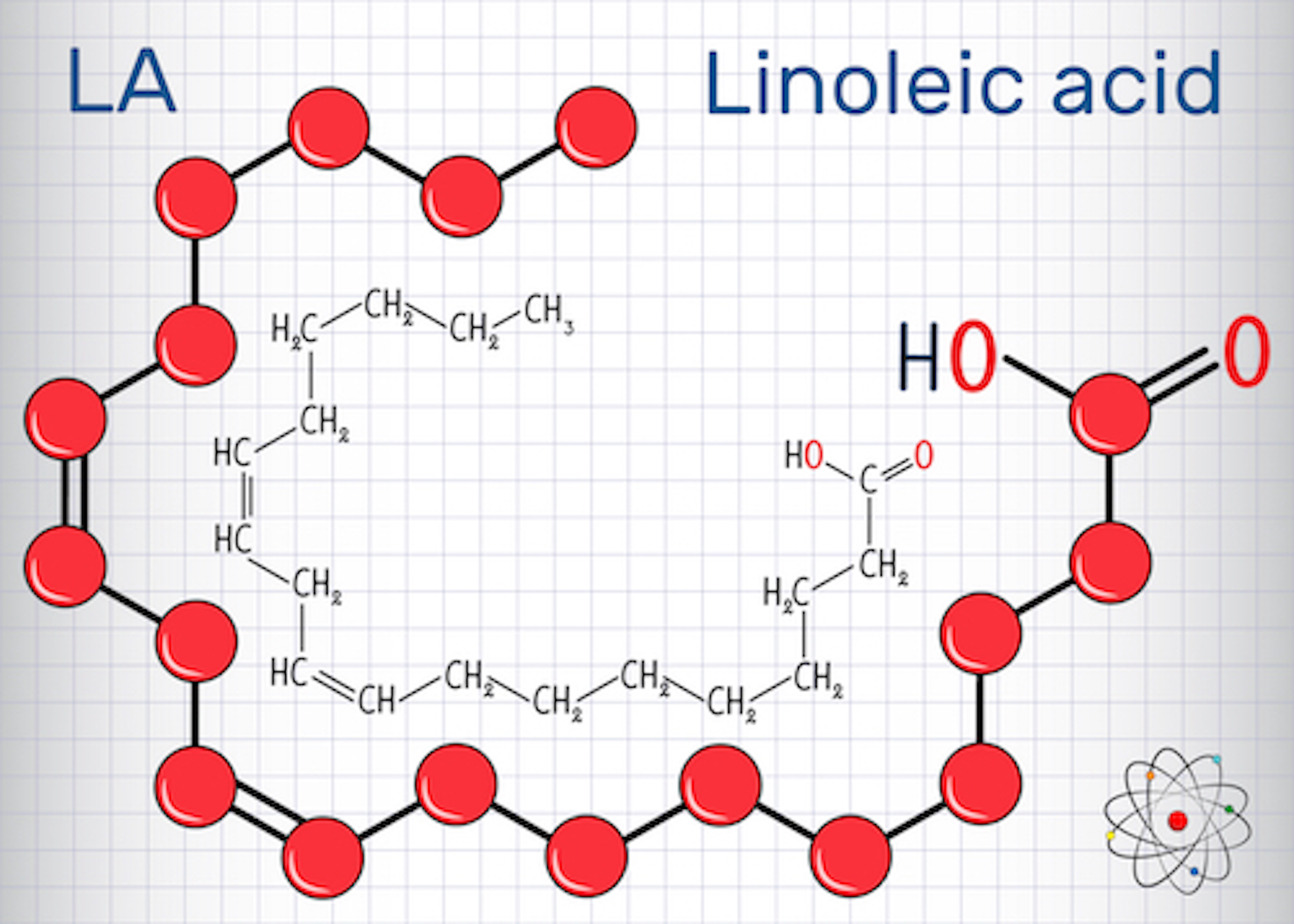Linoleic fatty acid is a polyunsaturated fatty acid or PUFA and is produced by the skin and is necessary for a healthy skin barrier.